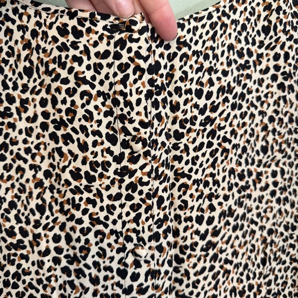Ava & Viv Blouse Womens 2X Cream Black Leopard Print Round Neck Short Sleeve Top - Picture 6 of 10